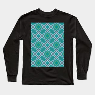 Teal Cross Hatch, Hashtag, Pound Sign Pattern - WelshDesignsTP003 Long Sleeve T-Shirt